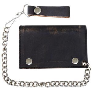 8843 Tri-Fold Chain Wallet and , Cowhide Leather Motorcycle Biker Wallet